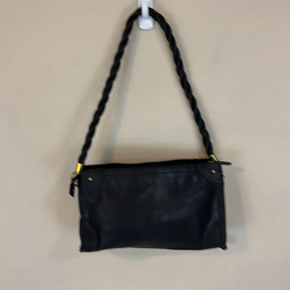 Madison Studios Vegan Leather Black Purse Handbag with Twisted Handle